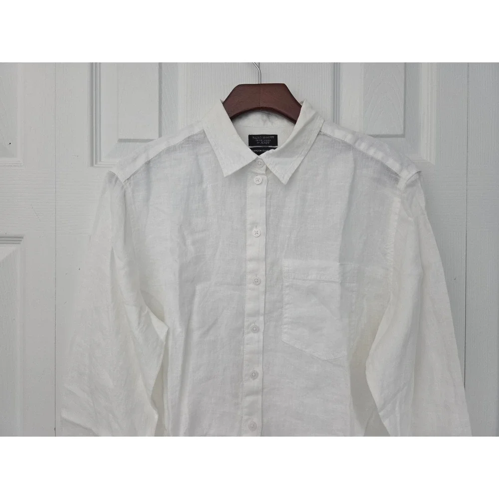 J. Crew Garçon Classic Shirt Baird McNutt Linen Womens 4 White NWT $118 CG940